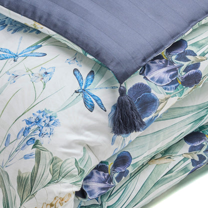 Quilt with tassels cotton satin - Jardin d'Eden White - 140 x 200 cm