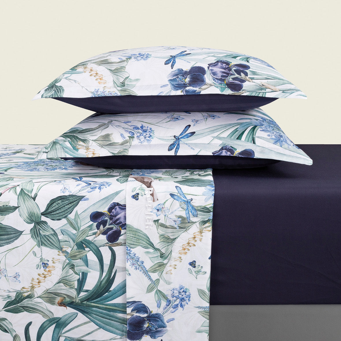 Sheet set cotton satin - Jardin d'Eden White