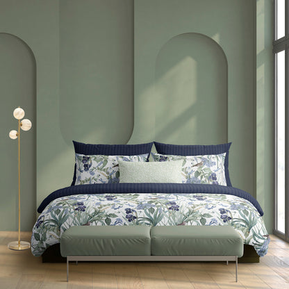 Drap plat satin de coton - Jardin d'Eden Blanc