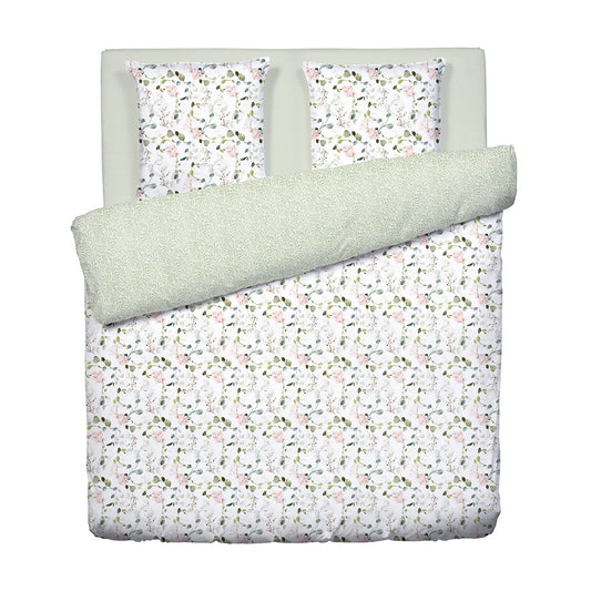 Duvet cover + pillowcase(s) cotton satin - Eclat d'eucalyptus White