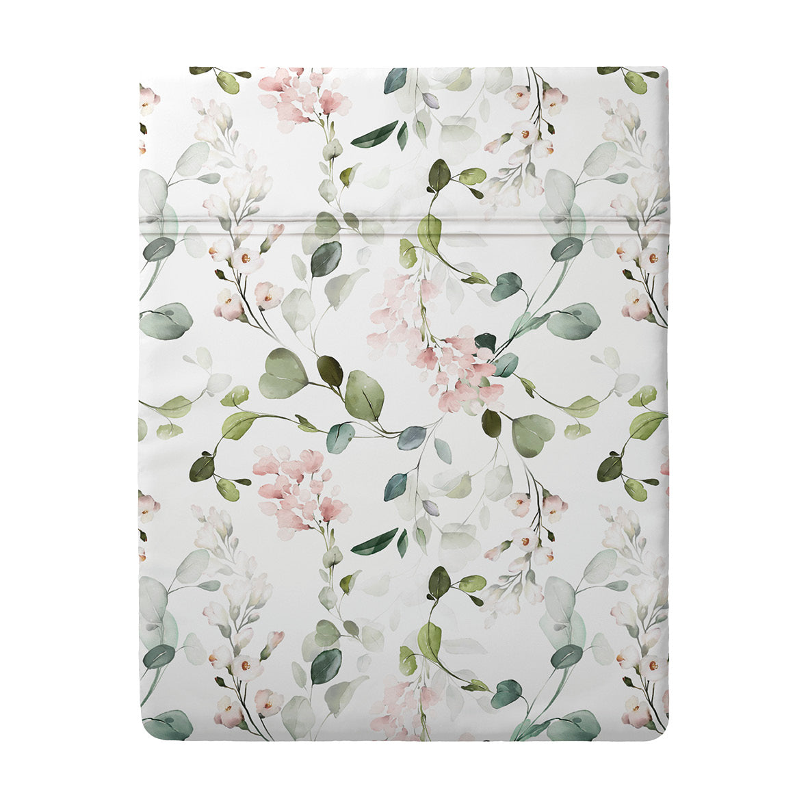 Drap plat satin de coton - Eclat d'eucalyptus Blanc