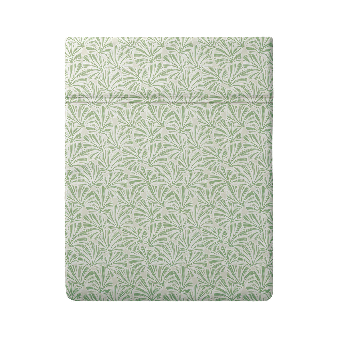 Drap plat satin de coton - Feuilles de coeur Vert