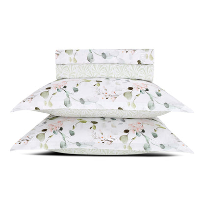 Sheet set cotton satin - Eclat d'eucalyptus White
