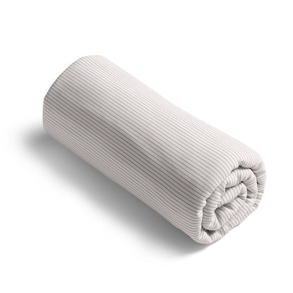 Fitted sheet cotton satin - Fines rayures Old pink