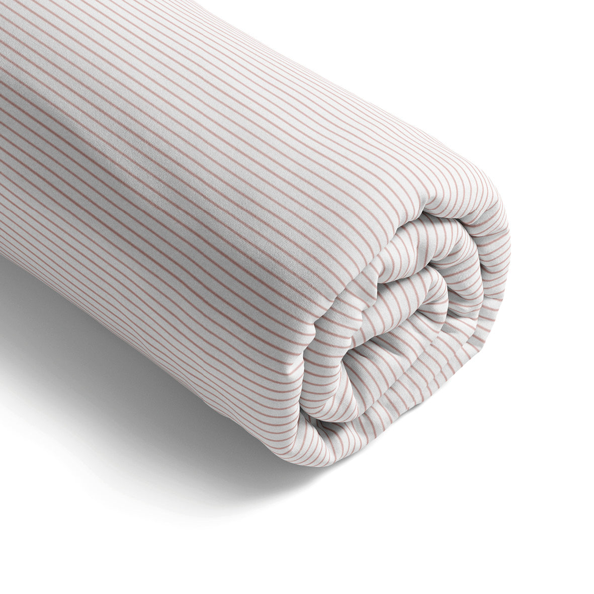 Fitted sheet cotton satin - Fines rayures Old pink