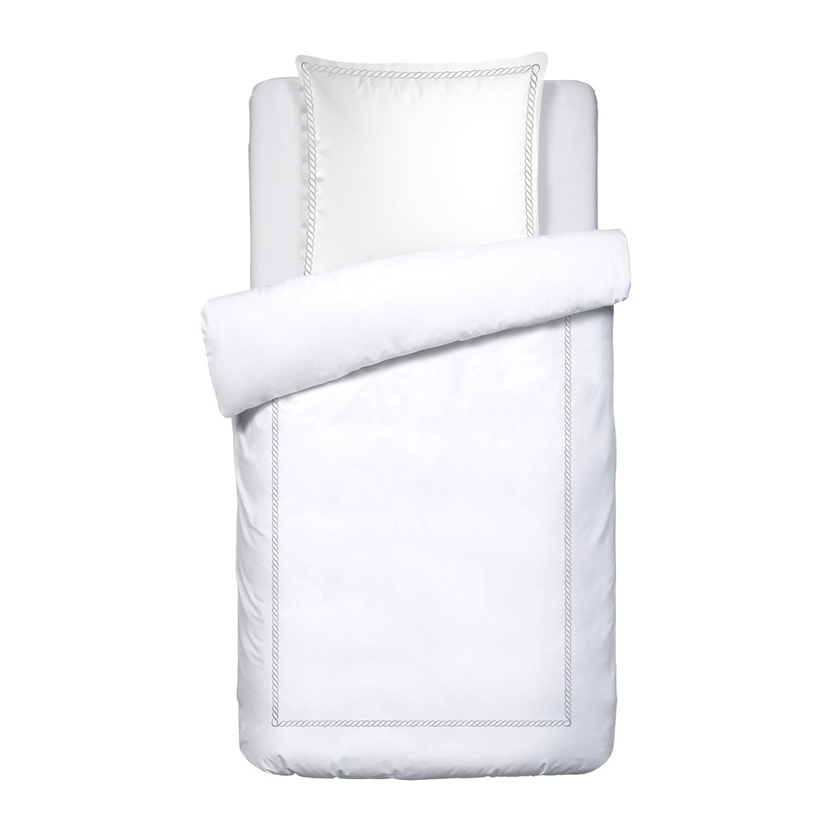 Duvet cover + pillowcase(s) cotton satin - Eclat de perle Grey / White