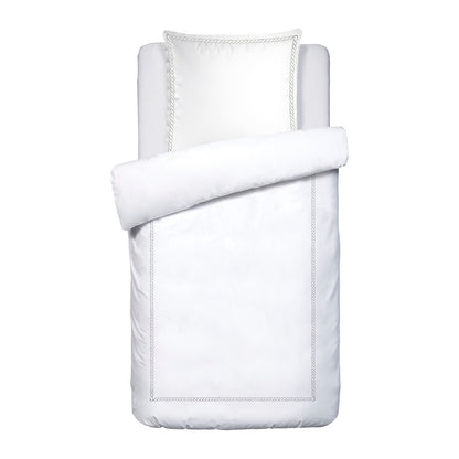 Duvet cover + pillowcase(s) cotton satin - Eclat de perle Grey / White