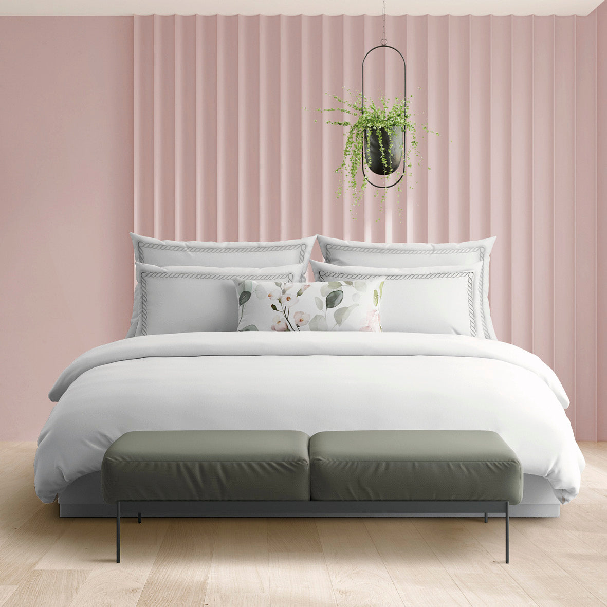 Duvet cover + pillowcase(s) cotton satin - Eclat de perle Grey / White