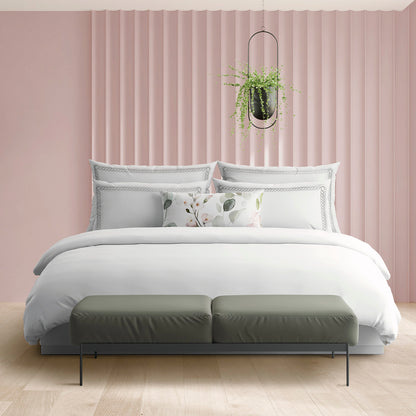 Duvet cover + pillowcase(s) cotton satin - Eclat de perle Grey / White