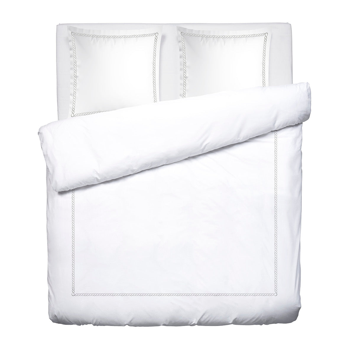 Duvet cover + pillowcase(s) cotton satin - Eclat de perle Grey / White