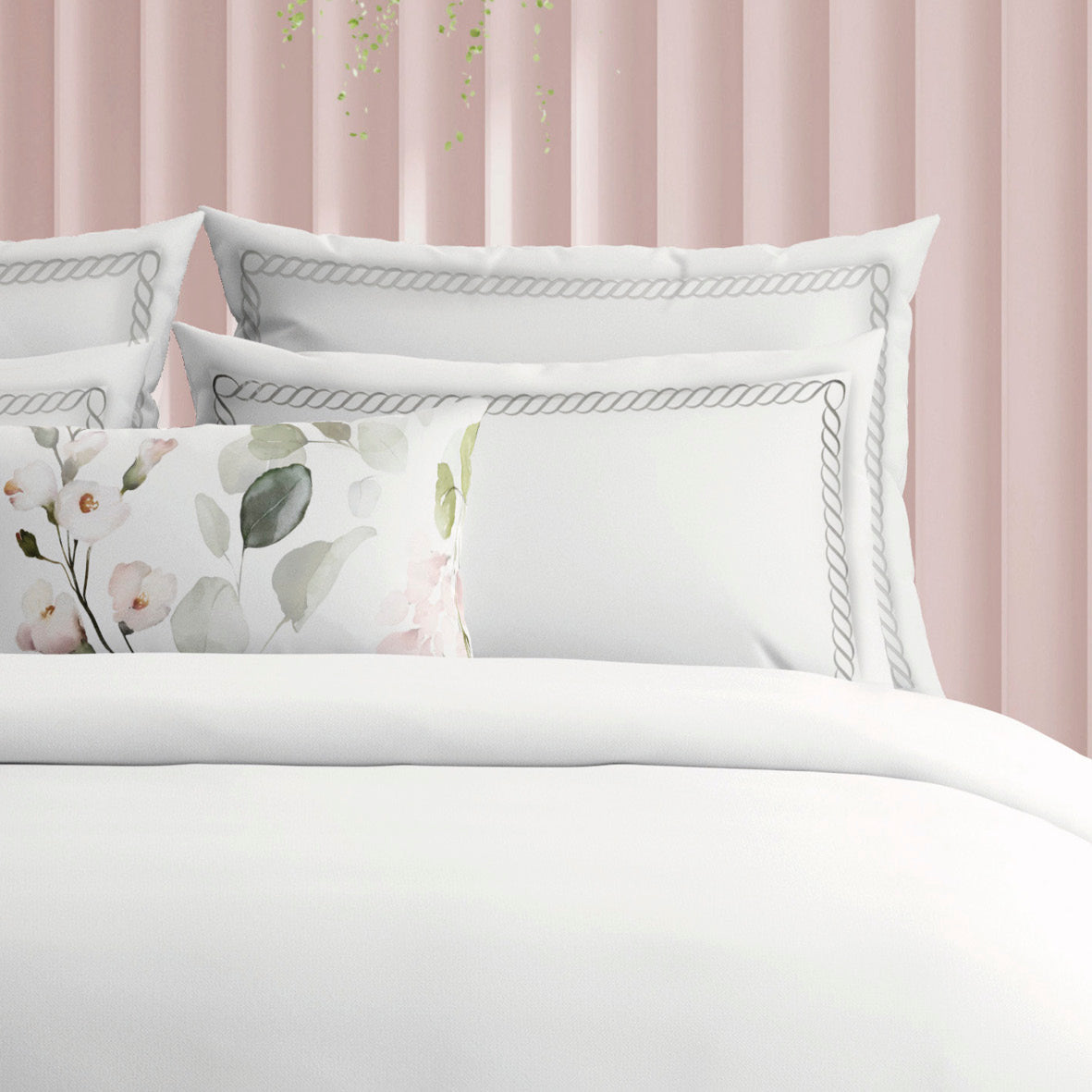 Pillowcase(s) cotton satin - Eclat de perle Grey / White