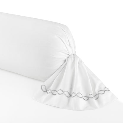 Pillowcase(s) cotton satin - Eclat de perle Grey / White 43 x 210 cm