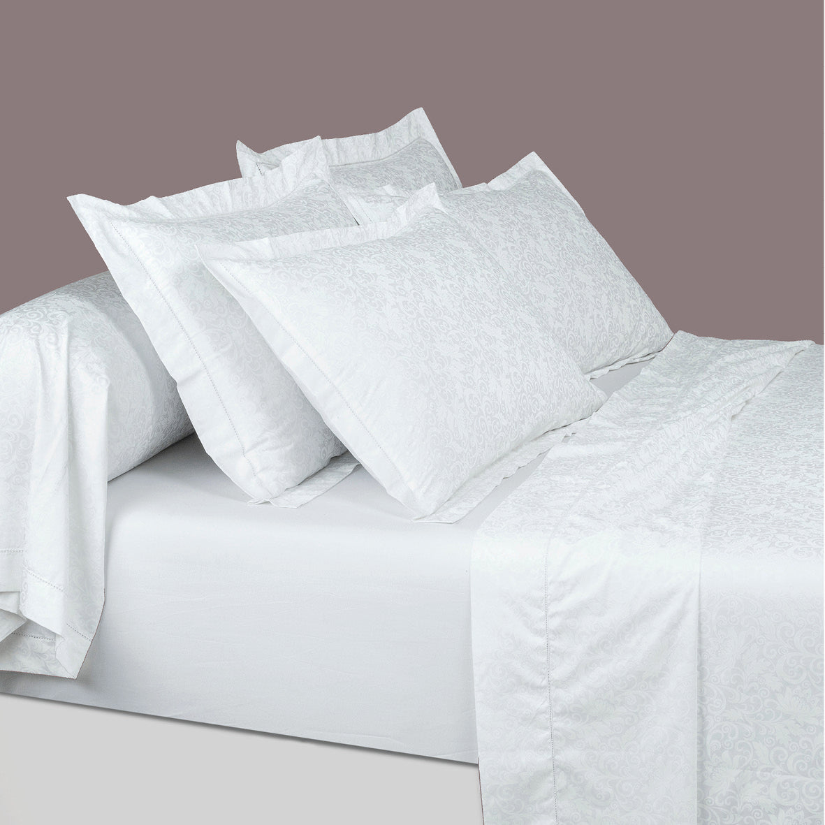 Duvet cover + pillowcase cotton satin - Fleur enchantée White