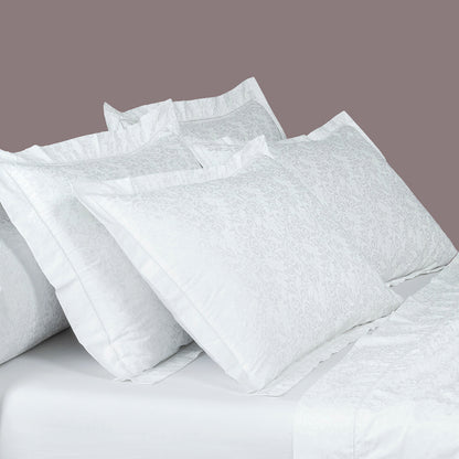 Duvet cover + pillowcase cotton satin - Fleur enchantée White