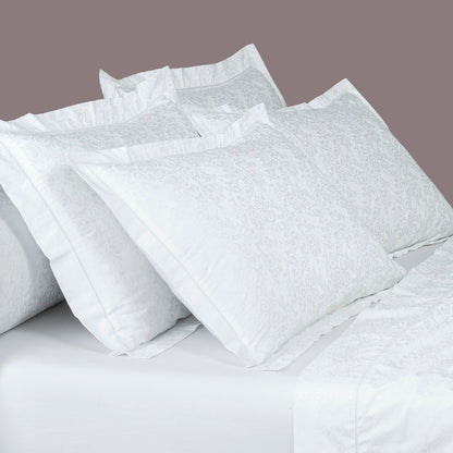 Taie(s) d'oreiller satin de coton - Fleur enchantée Blanc