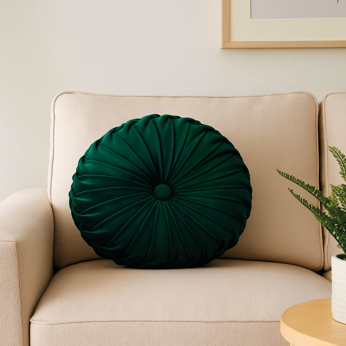 Cushion velvet - Prato Dark green - D 35 cm