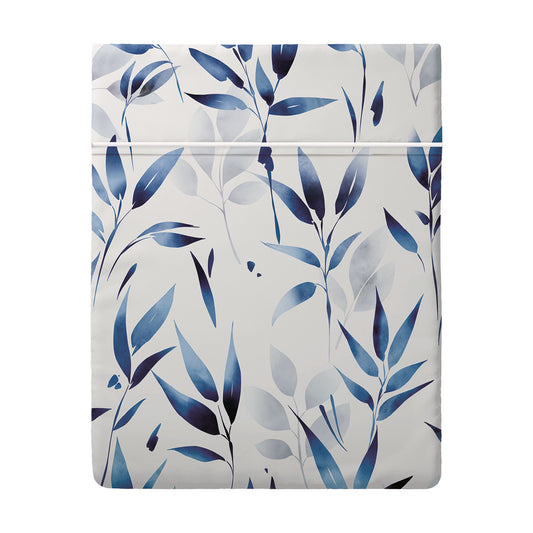 Drap plat satin de coton - Eclat Bleu Blanc