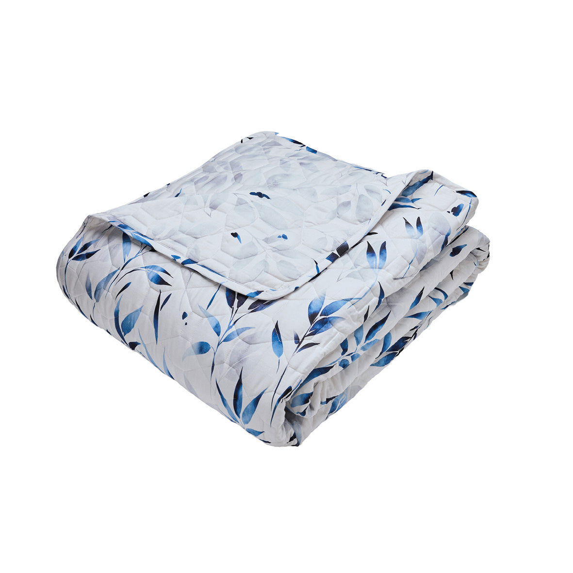 Bedspread cotton satin - Eclat Bleu White - 220 x 250 cm