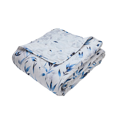 Bedspread cotton satin - Eclat Bleu White - 220 x 250 cm