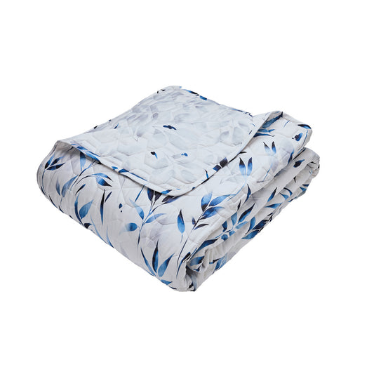 Bedspread cotton satin - Eclat Bleu White - 220 x 250 cm