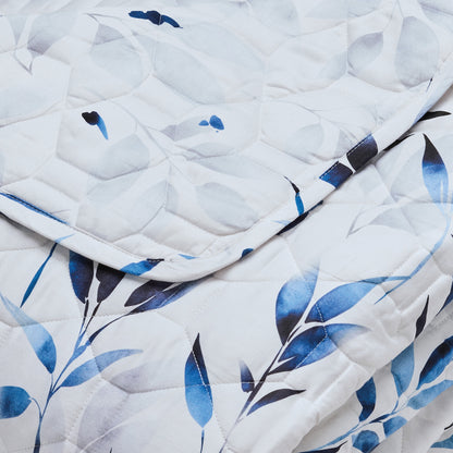 Bedspread cotton satin - Eclat Bleu White - 220 x 250 cm
