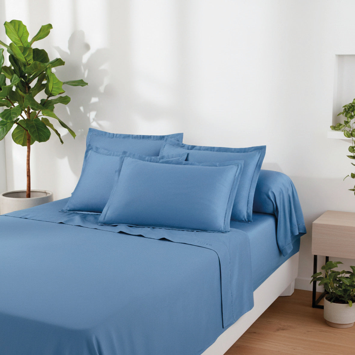 Sheet set cotton satin - Uni 1 baratta Blue 05
