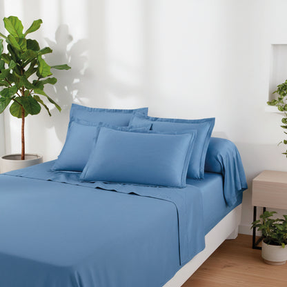Sheet set cotton satin - Uni 1 baratta Blue 05