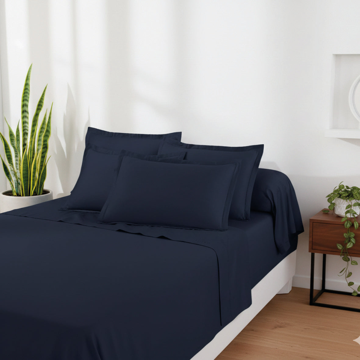 Flat sheet cotton satin - Uni 1 baratta Blue 11