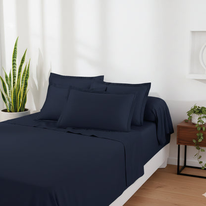 Flat sheet cotton satin - Uni 1 baratta Blue 11