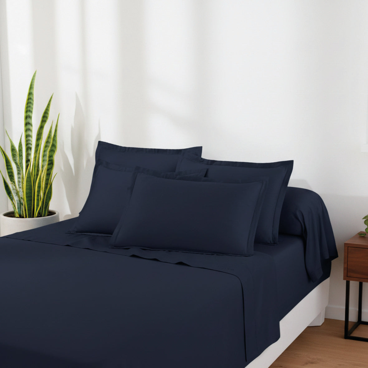 Sheet set cotton satin - Uni 1 baratta Blue 11