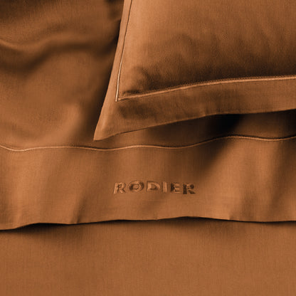 Taie d'oreiller satin de coton - Uni 1 baratta Marron 01