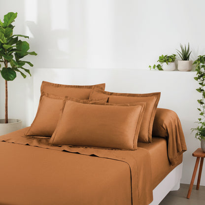 Taie d'oreiller satin de coton - Uni 1 baratta Marron 01