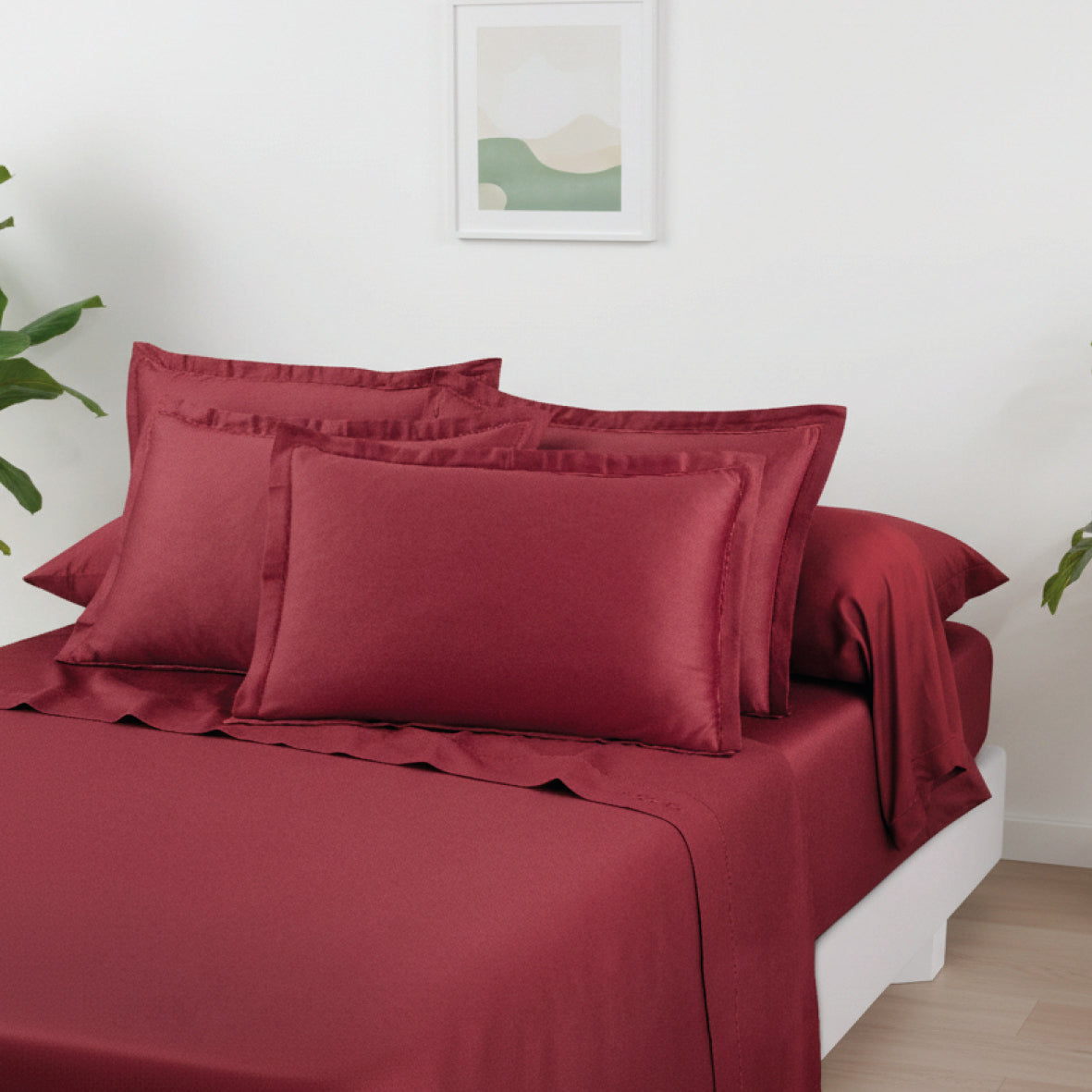 Pillowcase cotton satin - Uni 1 baratta Burgundy 01