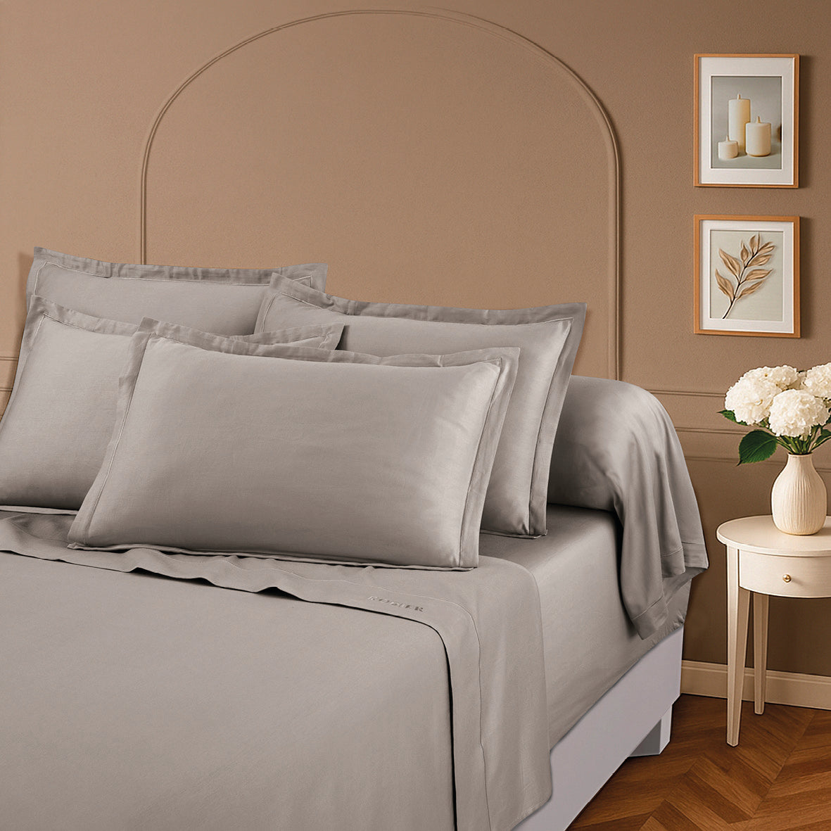 Sheet set cotton satin - Uni 1 baratta Taupe 01