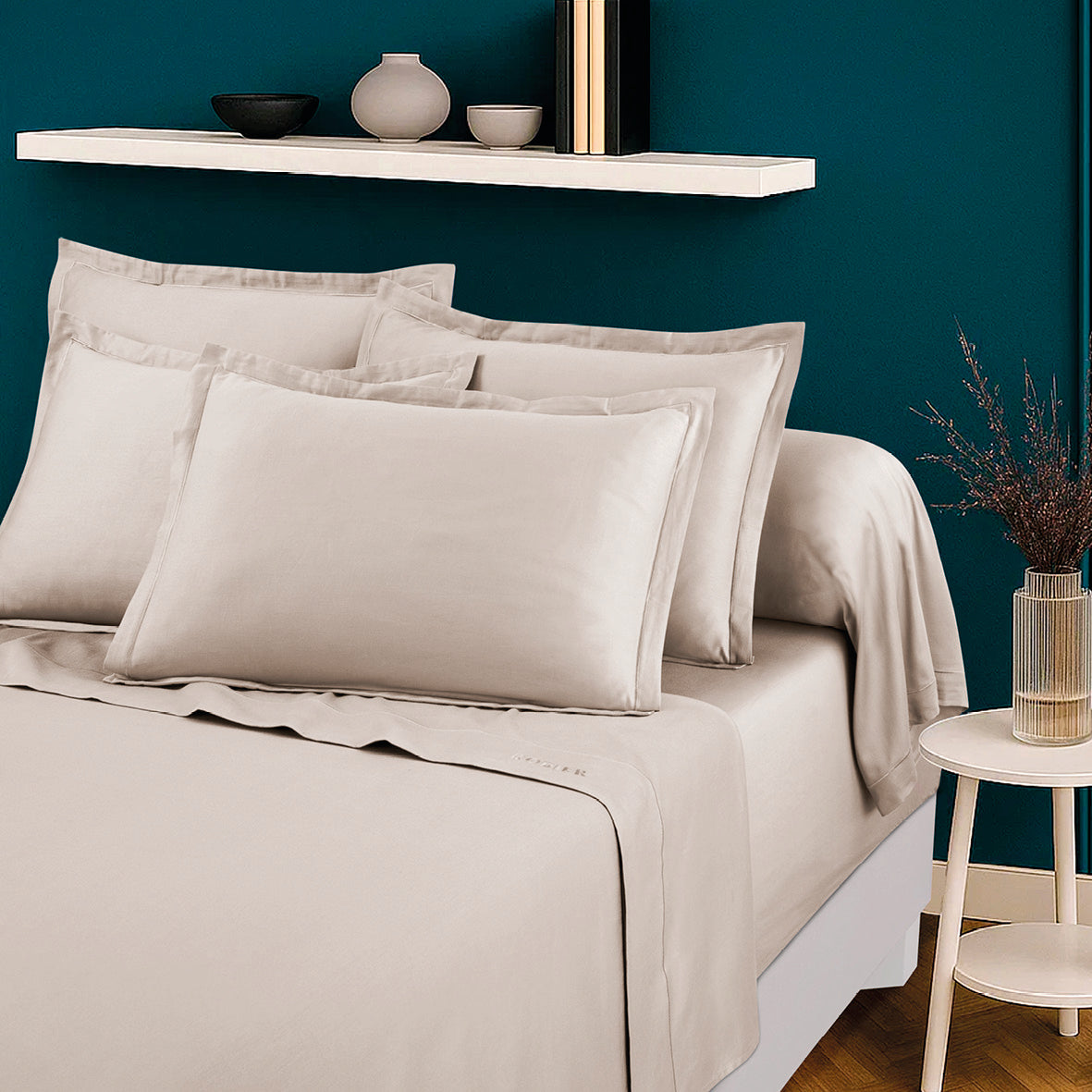 Flat sheet cotton satin - Uni 1 baratta Taupe 05