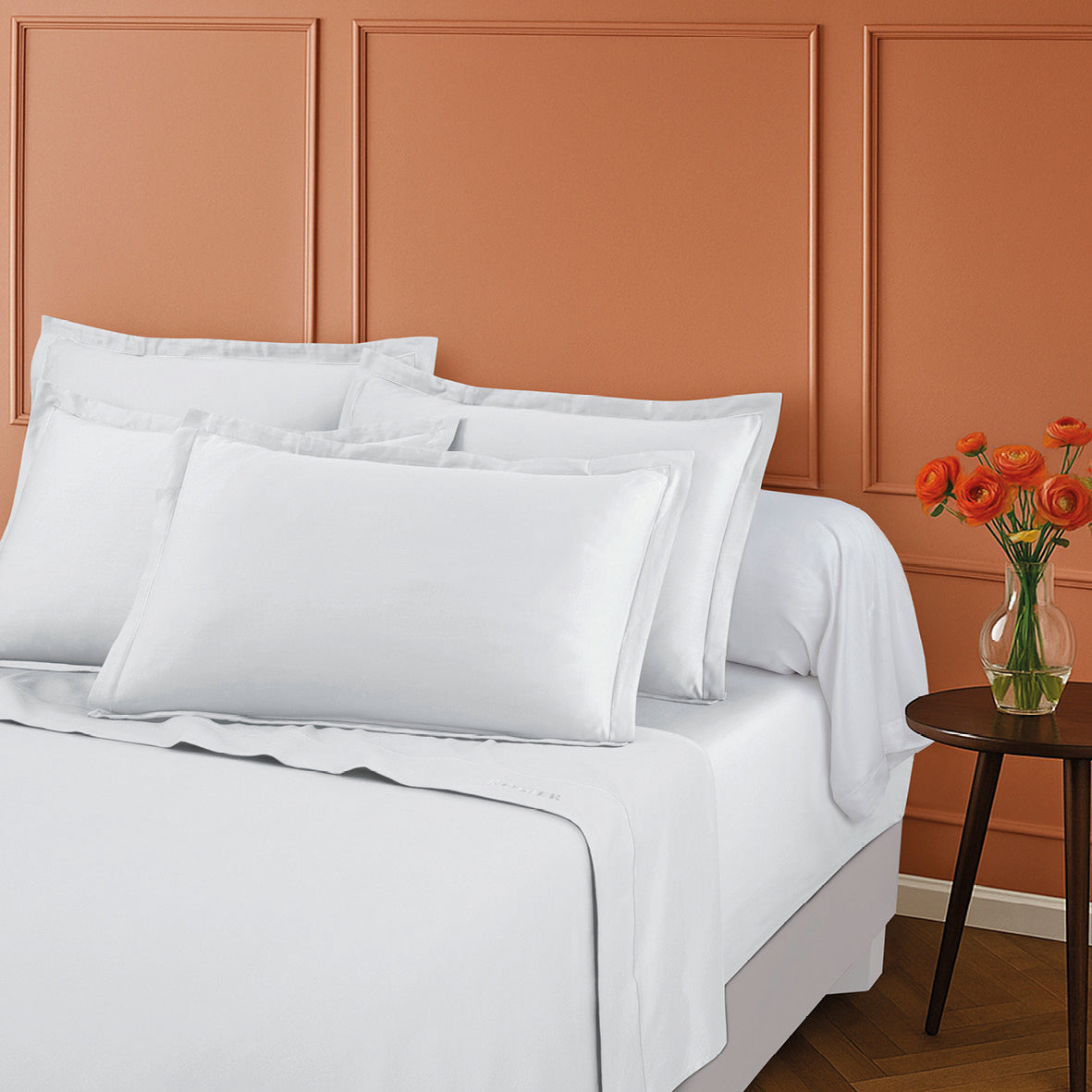 Sheet set cotton satin - Uni 1 baratta White 01