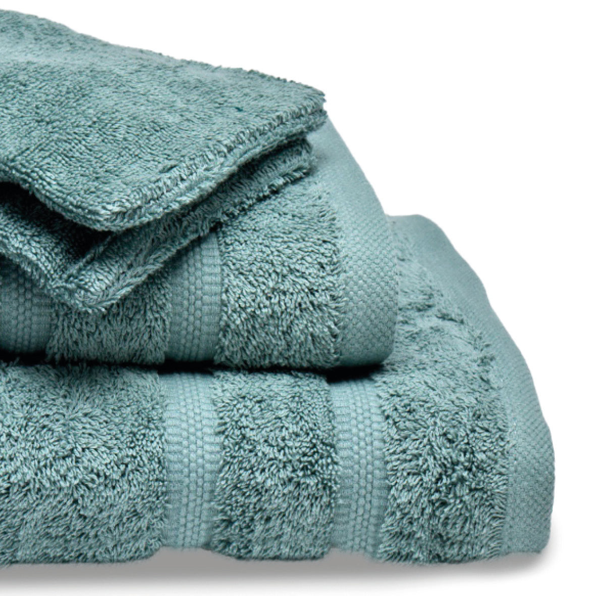 Ensemble complet de linge de bain coton peigné - Vague Vert bouteille