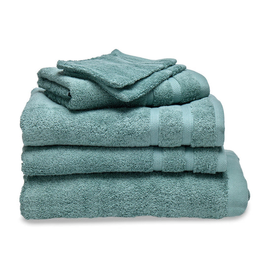 Ensemble complet de linge de bain coton peigné - Vague Vert bouteille