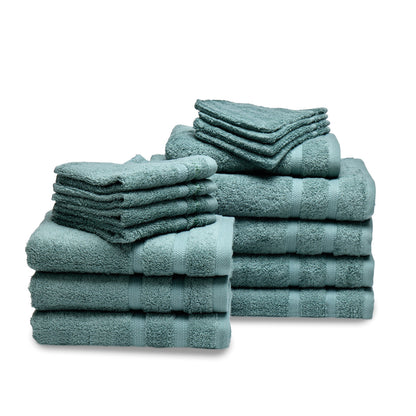 Complete bath linen set combed cotton - Vague Bottle green