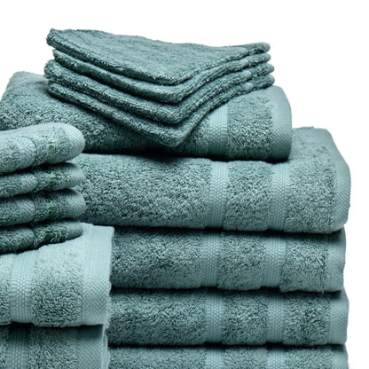 Complete bath linen set combed cotton - Vague Bottle green