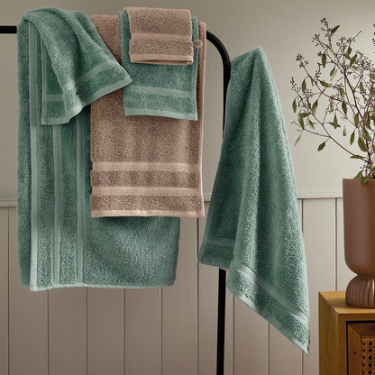 Complete bath linen set combed cotton - Vague Bottle green