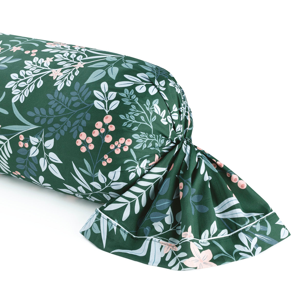 Pillowcase(s) cotton satin - Harmonie des oiseaux Green 43 x 210 cm