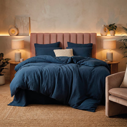 Duvet cover + pillowcase cotton gauze - Uni Blue