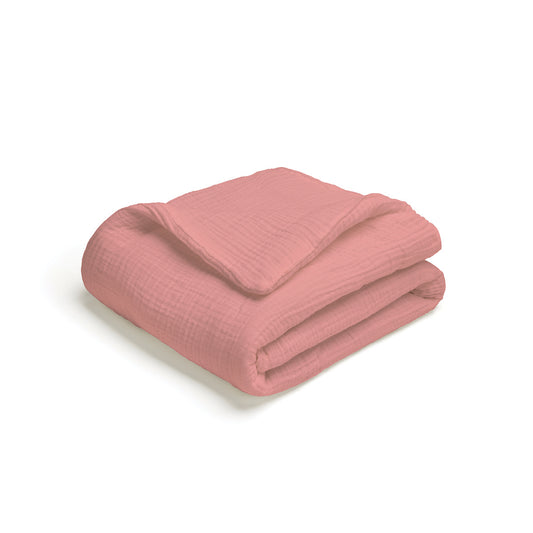 Baby blanket cotton gauze - Uni Pink - 80 x 120 cm