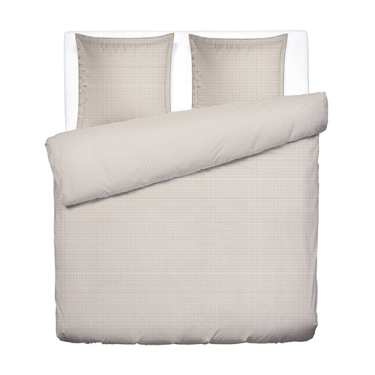 Housse de couette + taie d'oreiller satin de coton - Crochet graphique Taupe