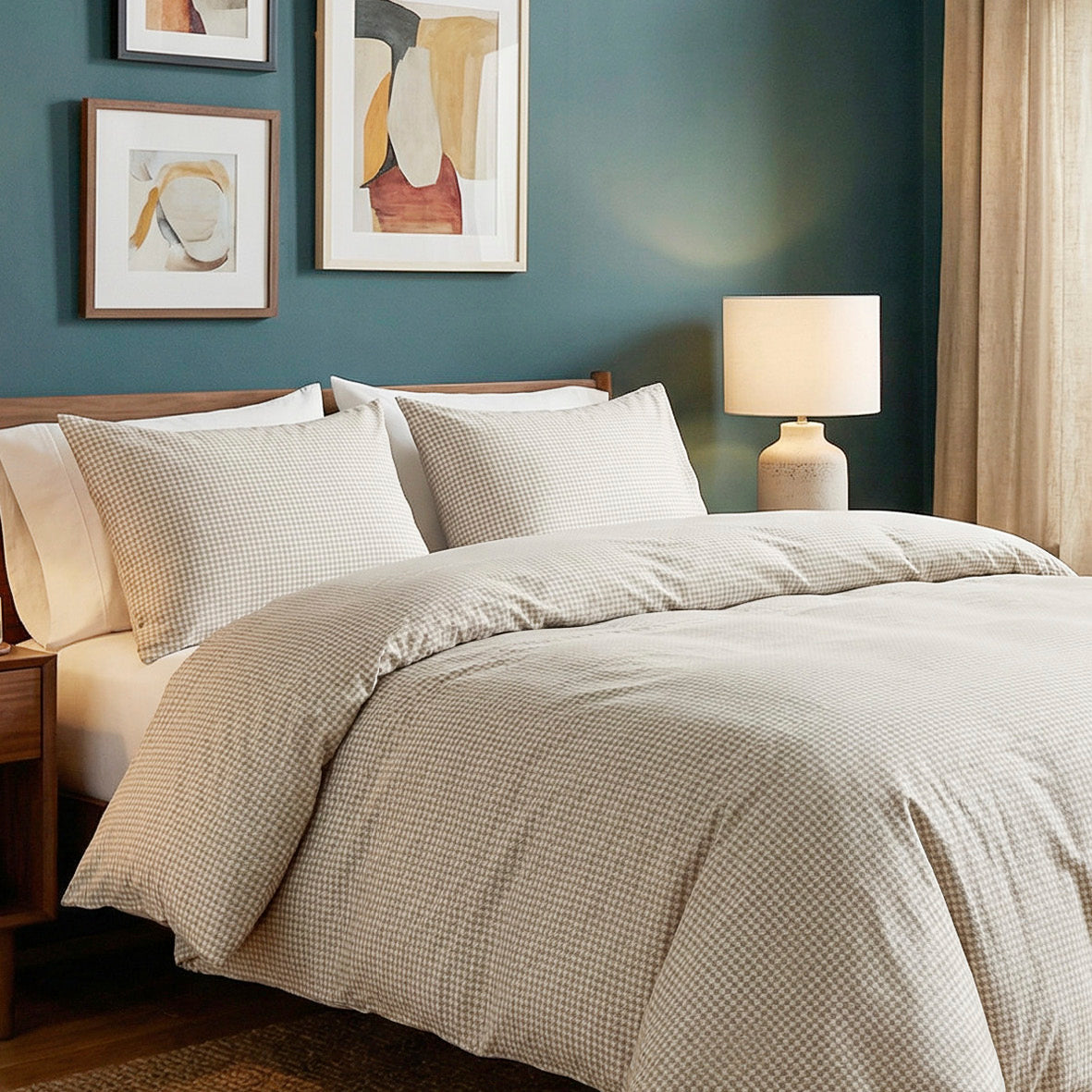 Pillowcase cotton satin - Crochet graphique Taupe