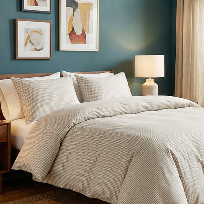 Pillowcase cotton satin - Crochet graphique Taupe