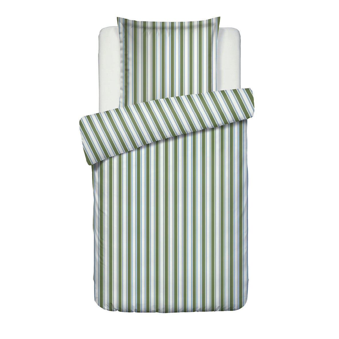 Duvet cover + pillowcase cotton satin - Lorine Green / Blue