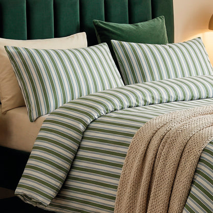 Duvet cover + pillowcase cotton satin - Lorine Green / Blue