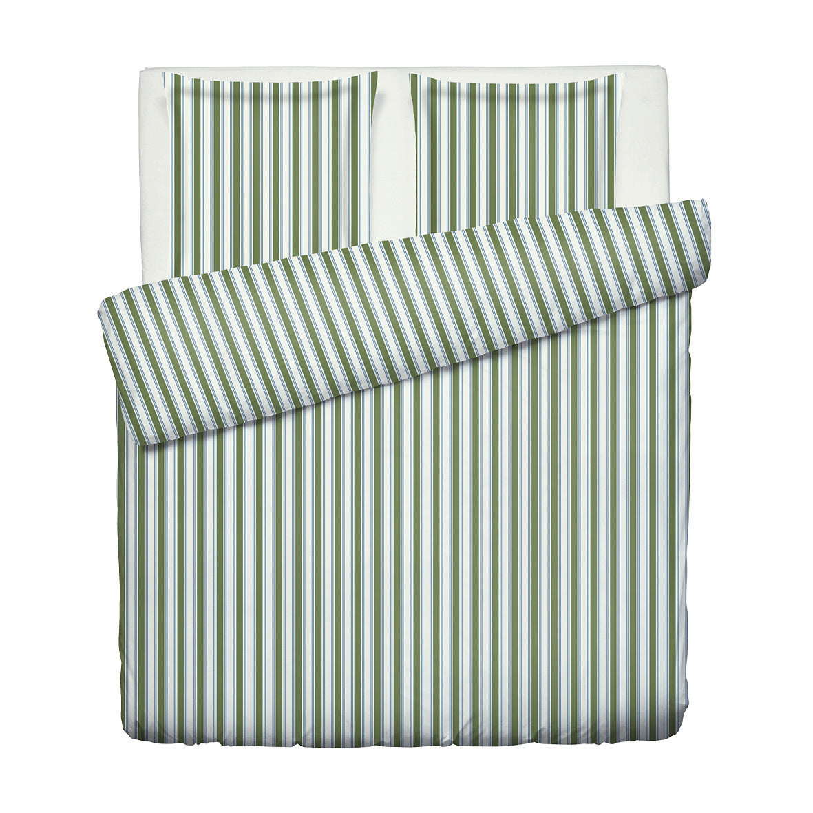 Duvet cover + pillowcase cotton satin - Lorine Green / Blue